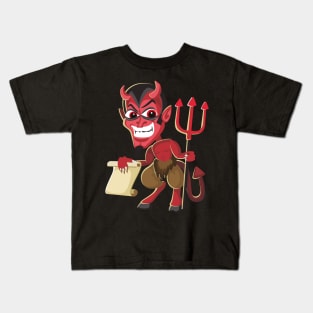 The devil has the contract with him. Kids T-Shirt